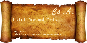 Csiri Annamária névjegykártya